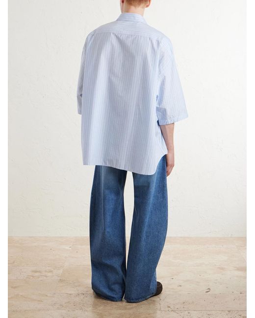 Acne Blue Soffia Striped Cotton-Poplin Shirt for men
