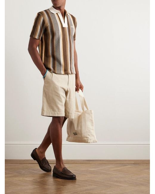 Nicholas Daley Brown Logo-embroidered Striped Cotton-piqué Polo Shirt for men