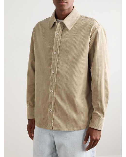 A.P.C. Natural Bobby Logo-embroidered Cotton-corduroy Overshirt for men