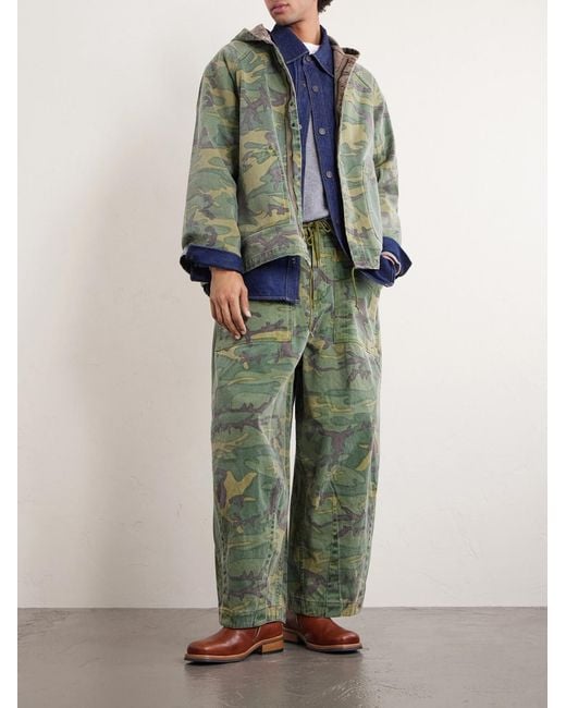 Needles Green Reversible Camouflage-Print Cotton-Twill Hooded Jacket for men