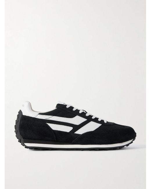 Tom Ford Black Mesh And Leather-Trimmed Suede Sneakers for men