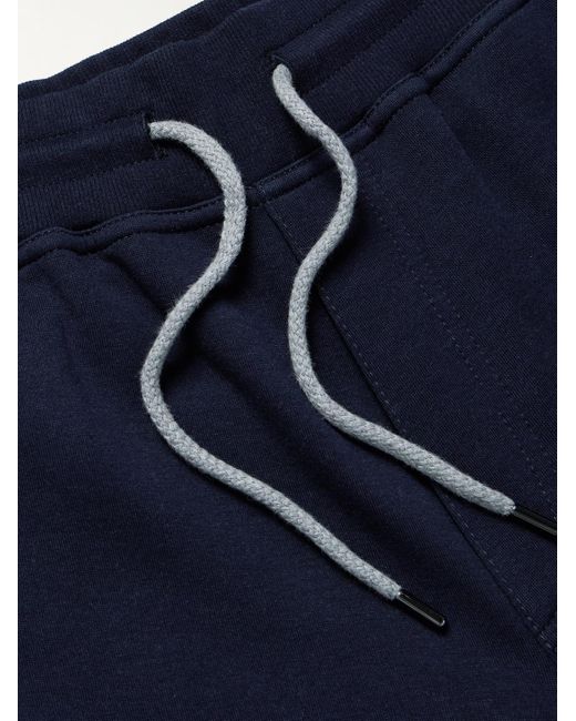 Brunello Cucinelli Blue Straight-Leg Cotton-Blend Jersey Drawstring Shorts for men