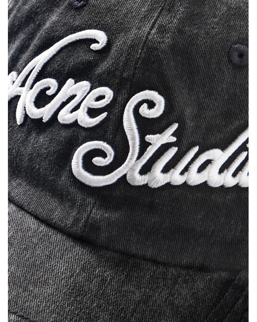 Acne Black Carliy Tourist Logo-embroidered Cotton-twill Baseball Cap for men