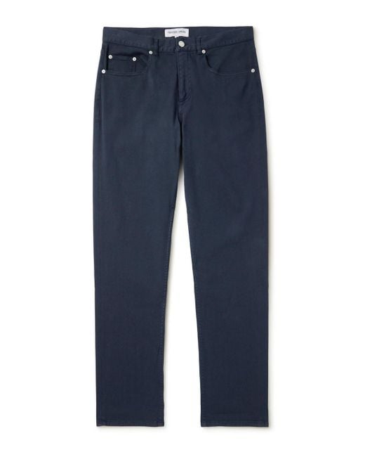 Frescobol Carioca Blue Columbo Straight-Leg Cotton-Blend Twill Trousers for men