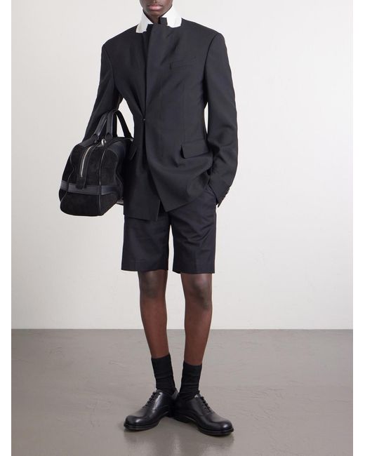 Dries Van Noten Black Slim-Fit Double-Breasted Grain De Poudre Wool Blazer for men