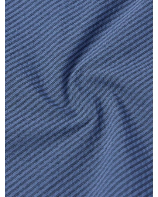 Mr P. Blue Camp-collar Striped Organic Cotton Shirt for men