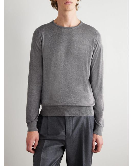 John Smedley Gray Hatfield Sea Island Cotton Sweater for men