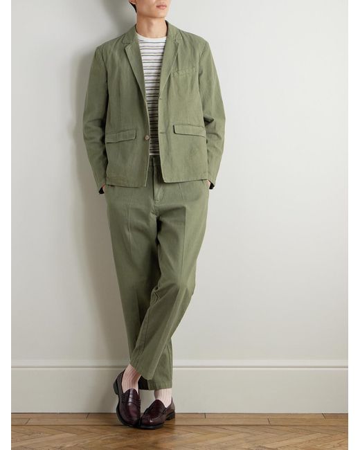 Folk Green Lunar Linen And Cotton-Blend Suit Jacket for men