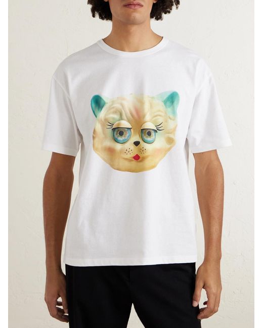 Valentino Garavani White Le Chat De La Maison Printed Cotton-jersey T-shirt for men