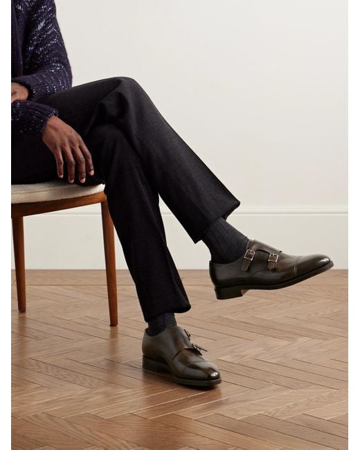 John Lobb Brown William Leather Monk-Strap Shoes for men