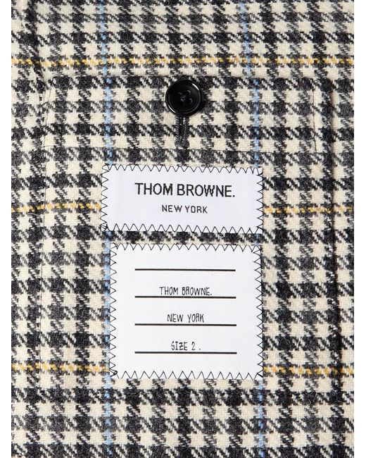 Thom Browne Gray Unstructured Checked Houndstooth Wool-tweed Blazer for men