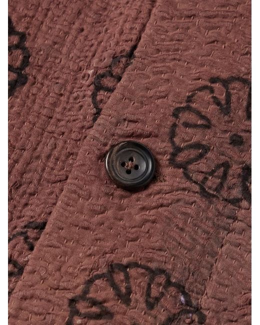 Kartik Research Brown Printed Cotton-Voile Kantha Jacket for men