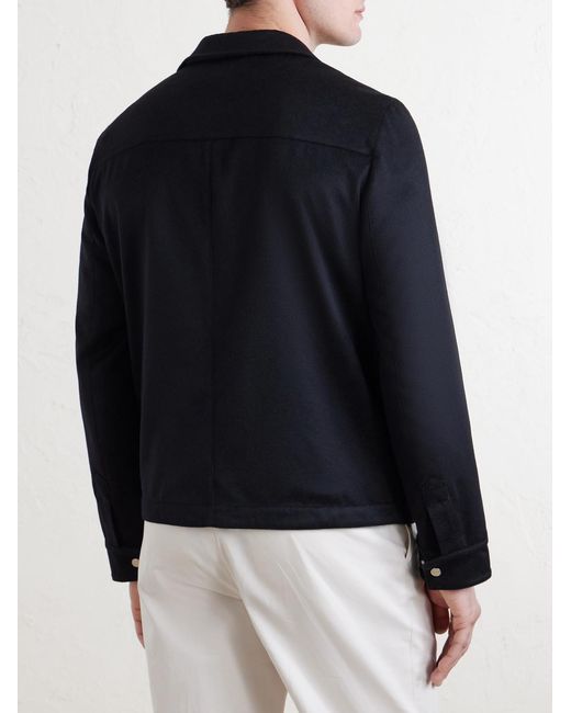 Brunello Cucinelli Blue Cashmere Overshirt for men