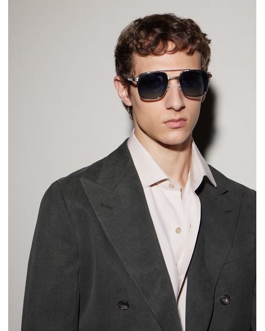 Cartier Blue Santos De Cartier Aviator-Style-Tone Sunglasses for men
