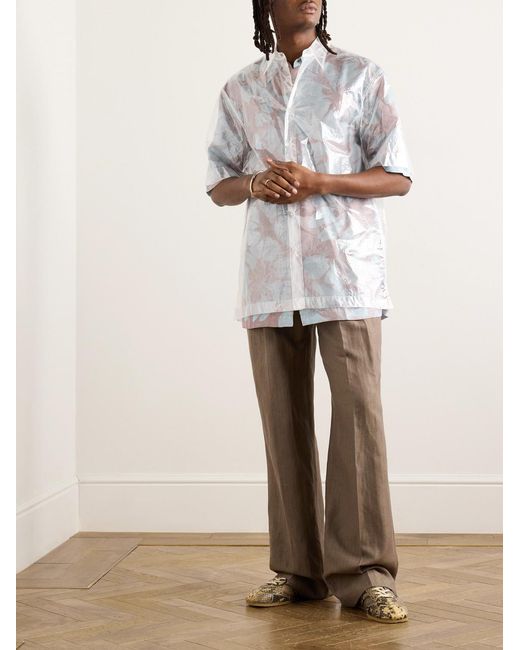Dries Van Noten White Double-Faced Crinkled-Shell Shirt for men