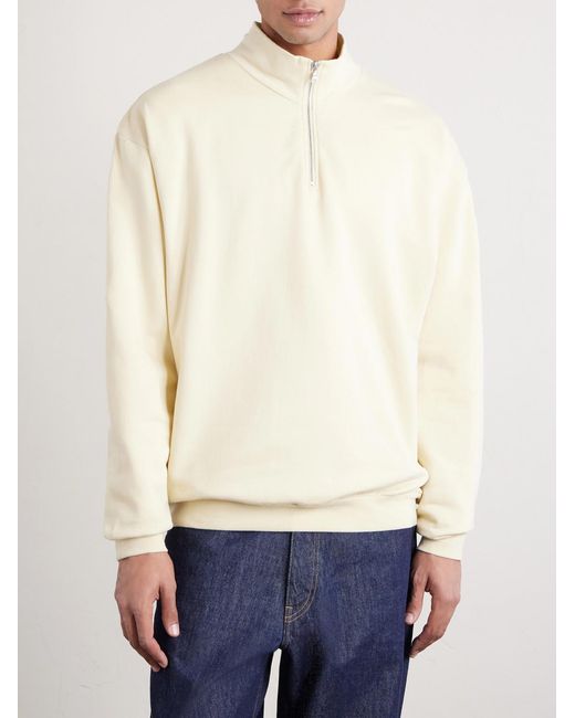 Auralee Natural Cotton Half-Zip Sweatshirt for men