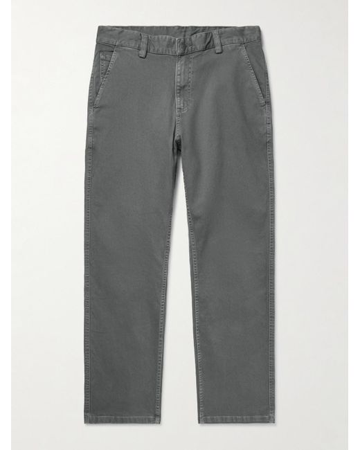 Corridor NYC Gray Straight-Leg Garment-Dyed Stretch-Cotton Twill Trousers for men