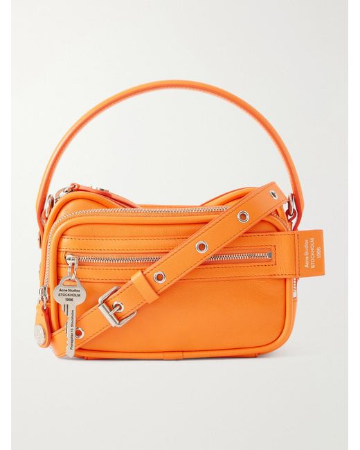 Camero Embellished Textured-Leather Messenger Bag di Acne in Orange da Uomo