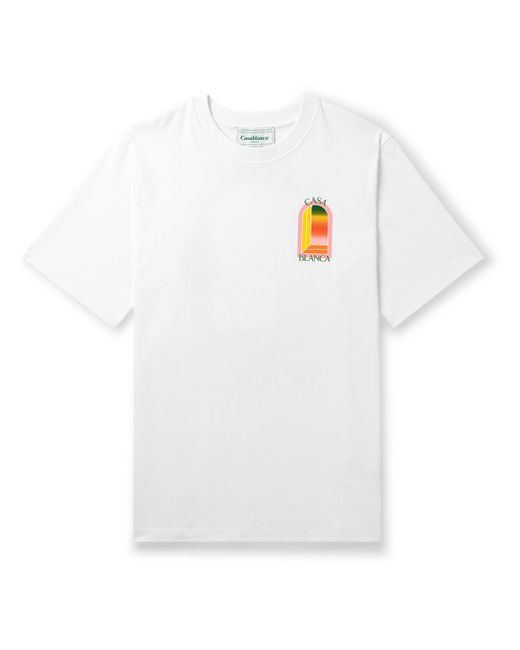 Casablancabrand White Gradient L'arche Logo-print Cotton-jersey T-shirt for men