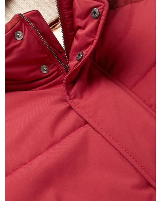 Loro Piana Red Storm System Quilted Baby Cashmere And Shell Hooded Jacket for men