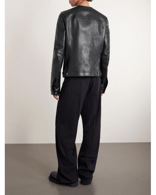 Rick Owens Black Temple Work Leather Jacket for men