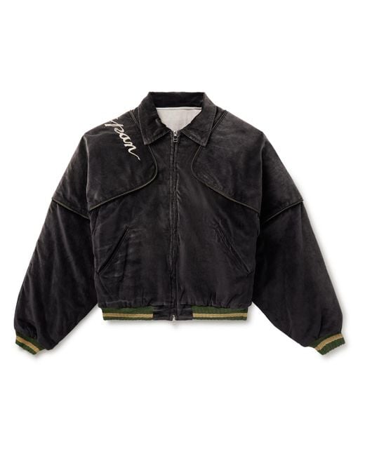 Kapital Black Sham Convertible Embroidered Cotton-velvet Bomber Jacket for men