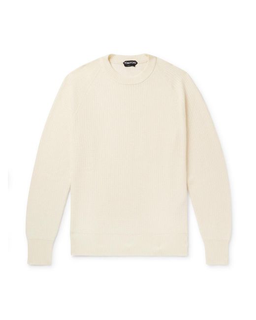 Tom Ford White Knitted Wool And Silk-blend Sweater for men