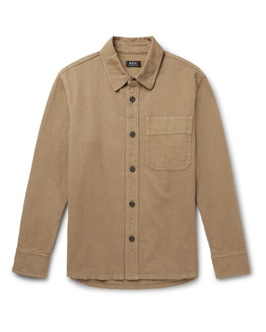 A.P.C. Basile Slim-fit Cotton And Linen-blend Overshirt in Brown for ...