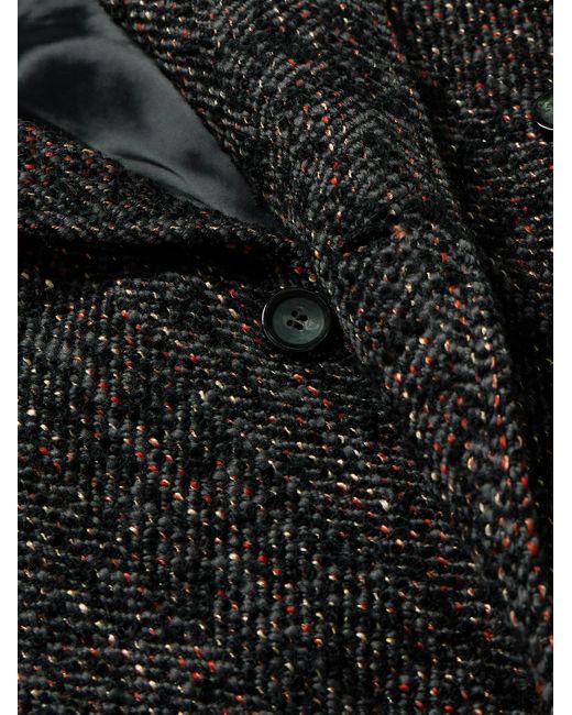 Cappotto doppiopetto in tweed di misto lana di Blue Blue Japan in Black da Uomo