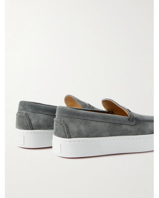 Christian Louboutin Gray Paqueboat Suede Penny Loafers for men