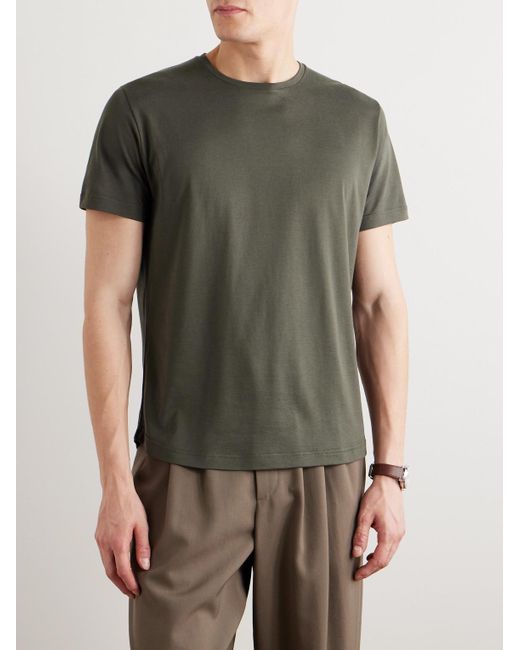 Loro Piana Soft schmal geschnittenes T-Shirt aus einer Seiden-Baumwollmischung in Green für Herren