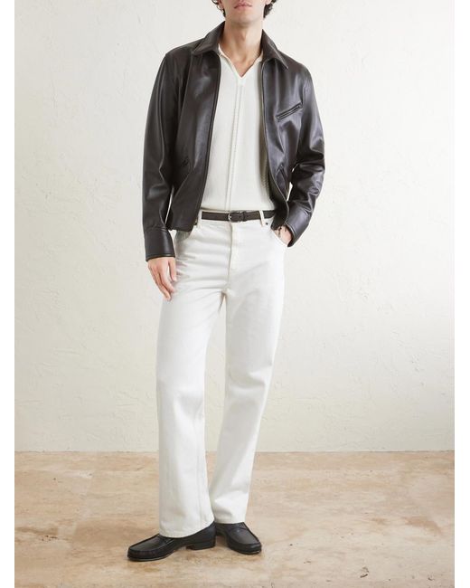 J. Mueser Gray Racer Leather Jacket for men