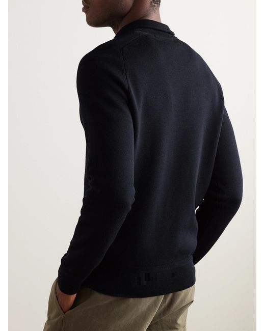 Orlebar Brown Blue Lennard Merino Wool Half-Zip Sweater for men