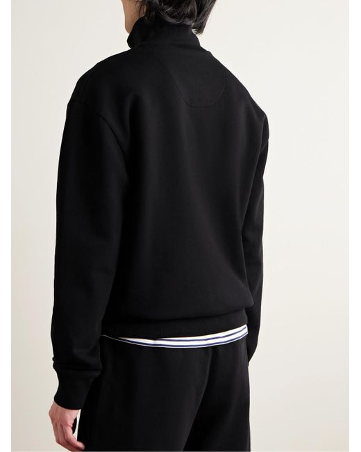 Felpa in jersey di cotone con logo applicato e mezza zip di Maison Kitsuné in Black da Uomo