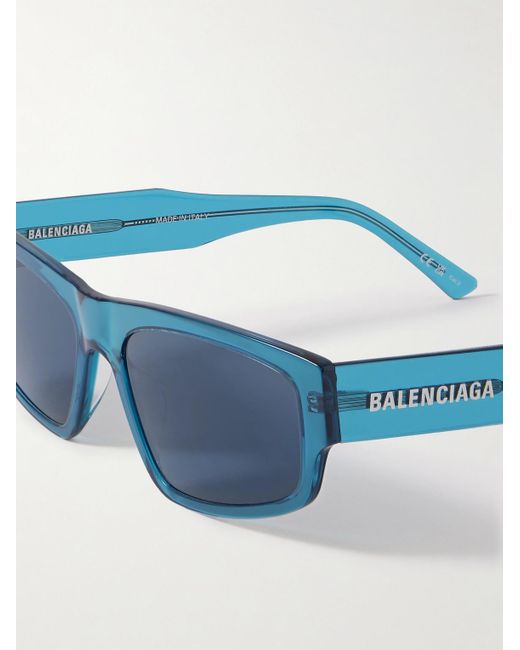 Balenciaga Blue Rectangular-frame Acetate Sunglasses for men