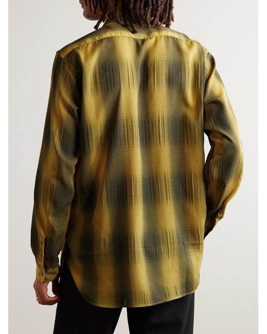 Needles Green Checked Crepe Shirt for men