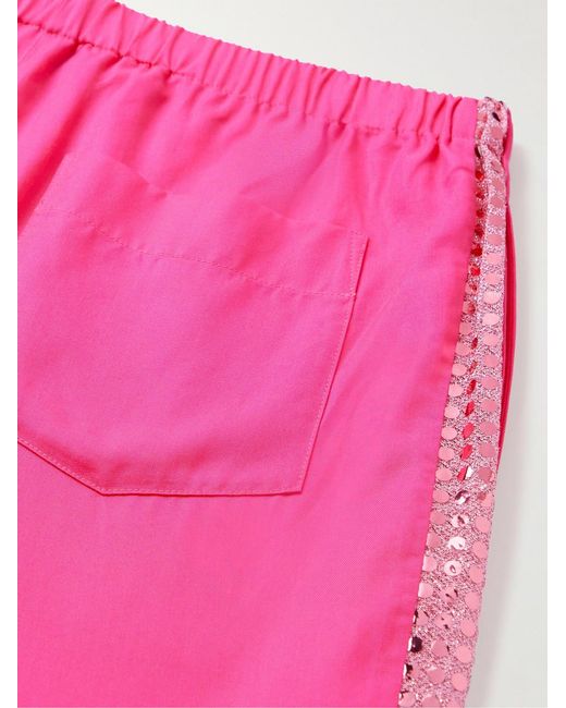 Acne Pink Tapered Sequinned Lamé-Trimmed Lyocell Trousers for men