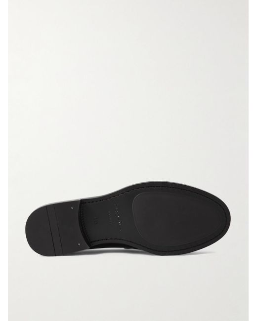 Ferragamo Black Logo-embellished Textured-leather Loafers for men
