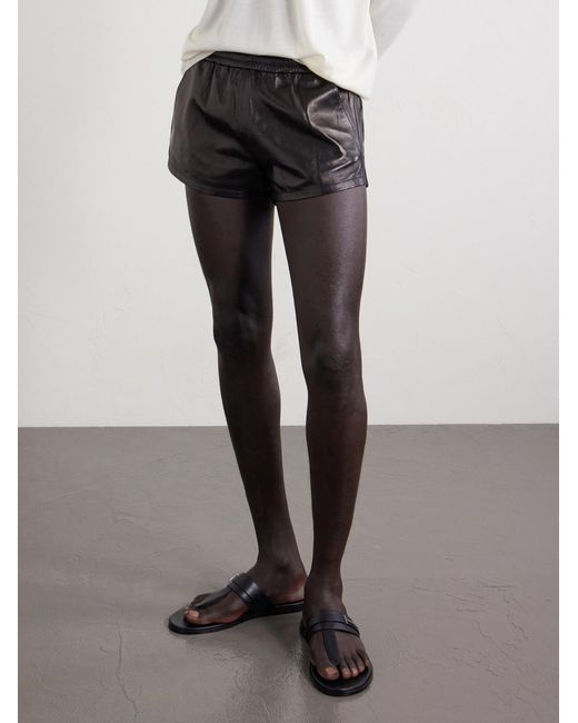 Tom Ford Black Slim-fit Leather Shorts for men
