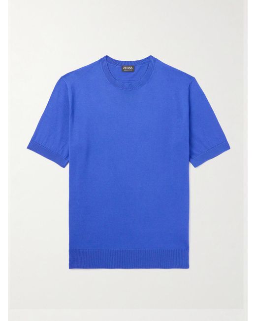 Zegna Blue Cotton T-shirt for men