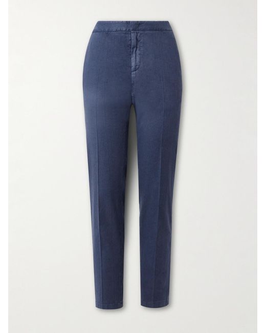 Loro Piana Blue Straight-leg Linen-blend Trousers for men