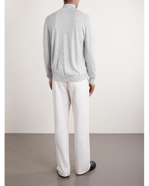 Eleventy White Wool Half-zip Sweater for men