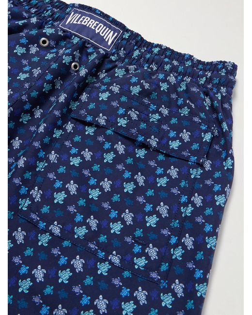 Vilebrequin Moorea gerade geschnittene mittellange Badeshorts mit Print in Blue für Herren