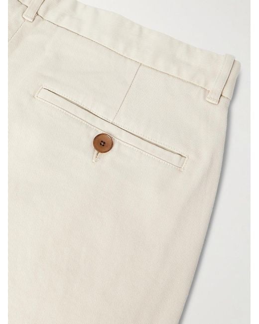 Mr P. Natural Edward Straight-leg Pleated Cotton-blend Cavalry Twill Trousers for men