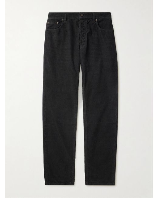 Saint Laurent Black Straight-leg Cotton-corduroy Trousers for men