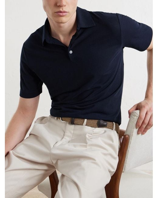 Slowear Blue Slim-Fit Icecotton Polo Shirt for men