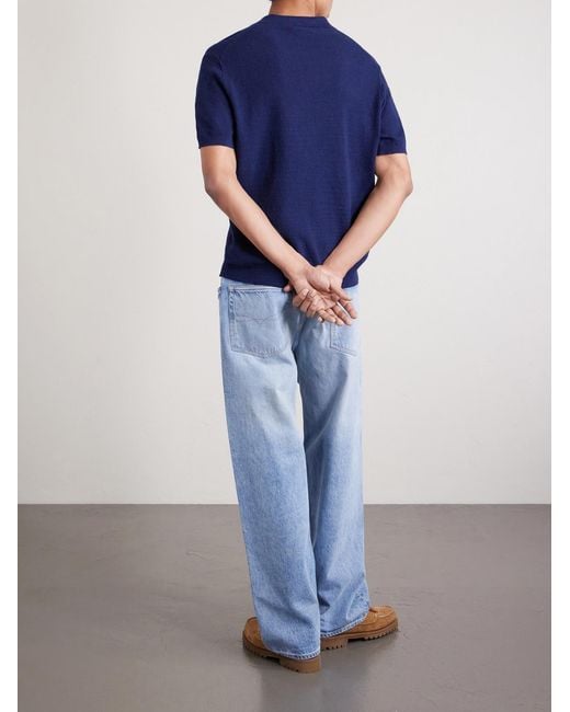 Polo Ralph Lauren Blue Cotton And Linen-Blend Piqué Polo Shirt for men