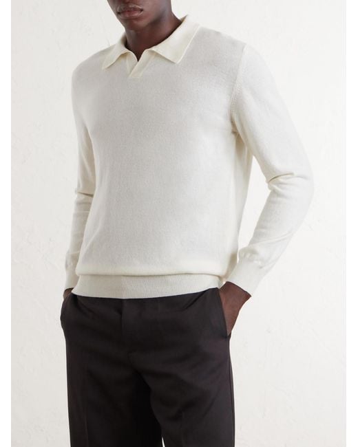 Altea White Virgin Wool Polo Sweater for men