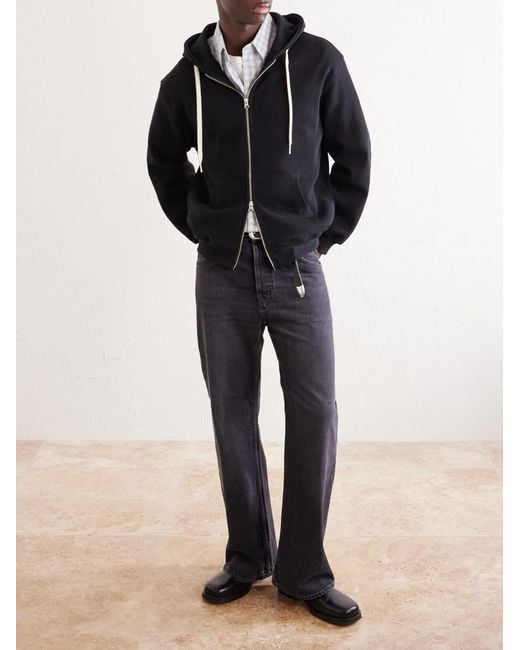 FRIZMWORKS Blue Waffle-Knit Cotton Zip-Up Hoodie for men