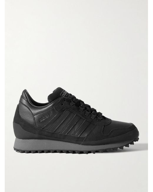 Adidas Originals Black Hiaven Spzl Leather, Nubuck And Rubber-Trimmed Suede Sneakers for men